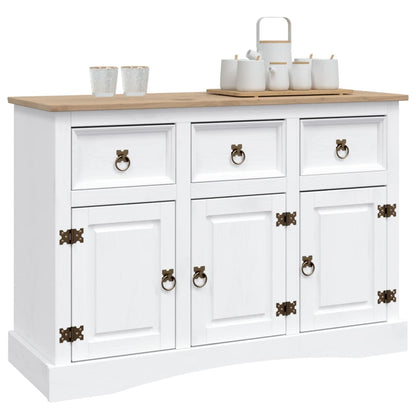 Skänk Vit mexikansk coronastil massiv furu 132x43x78 cm