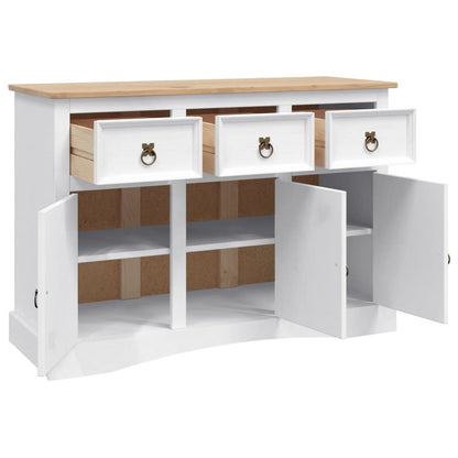Skänk Vit mexikansk coronastil massiv furu 132x43x78 cm