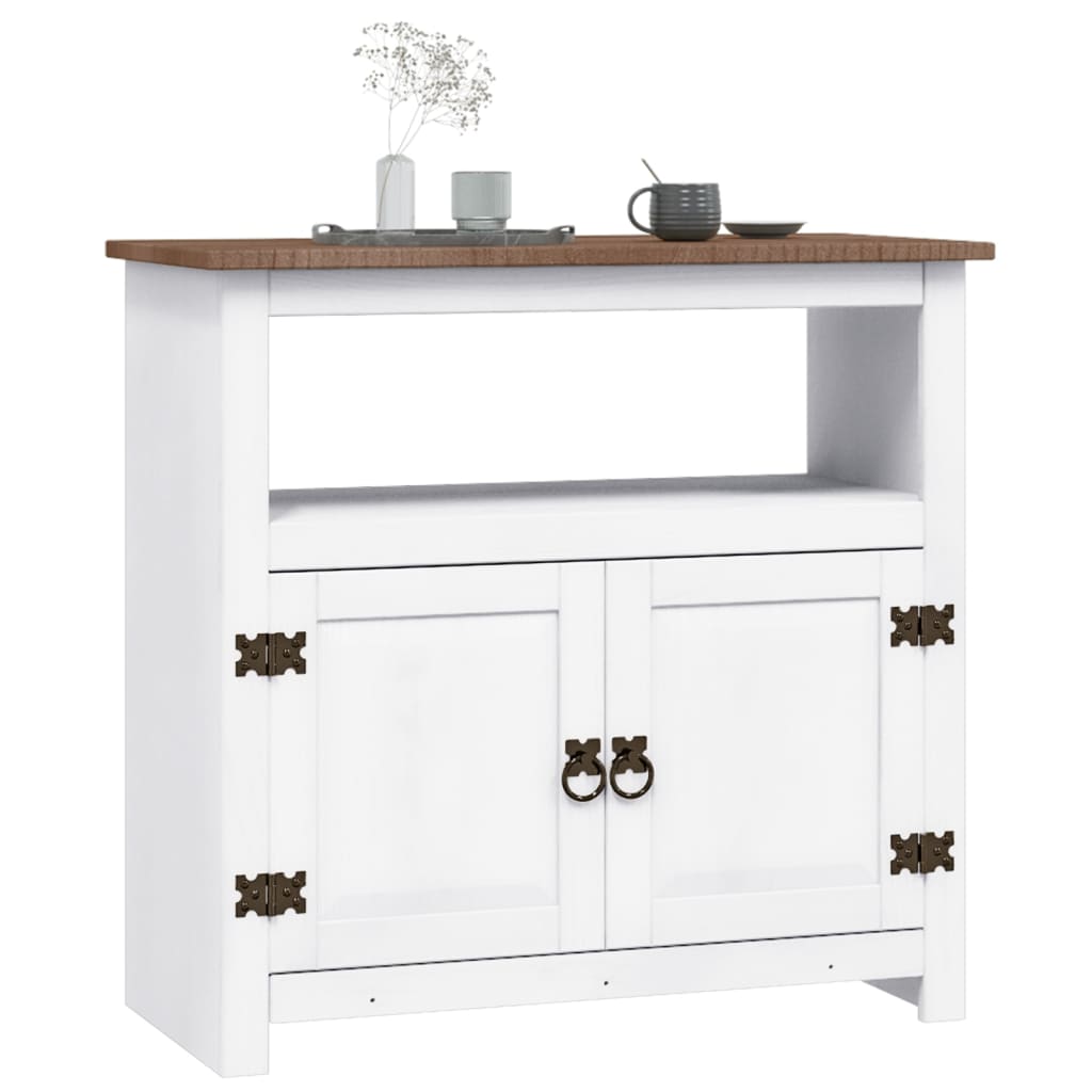 TV-Möbel Vit TV-Bänk mexikansk Coronastil furu 80x43x78 cm