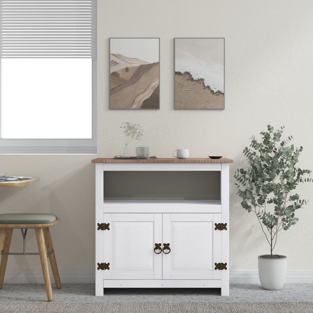 TV-Möbel Vit TV-Bänk mexikansk Coronastil furu 80x43x78 cm