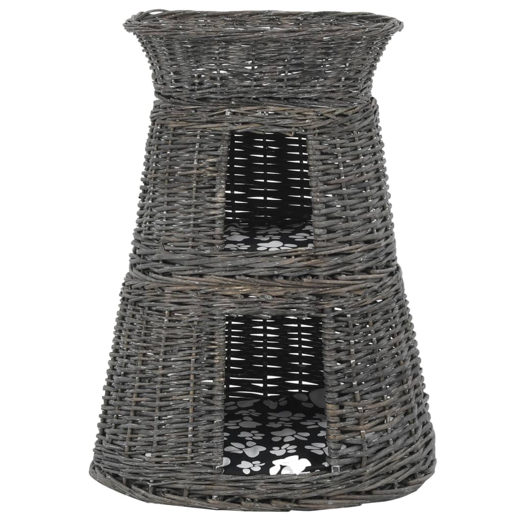 Kattmöbel Kattkorg 3 delar med dynor Grå 47x34x60 cm naturlig pil