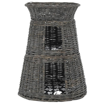 Kattmöbel Kattkorg 3 delar med dynor Grå 47x34x60 cm naturlig pil