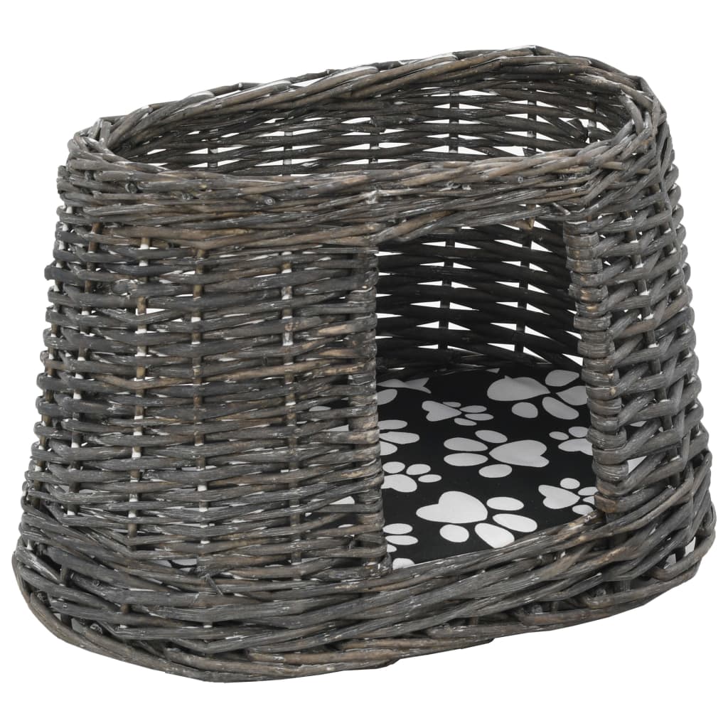 Kattmöbel Kattkorg 3 delar med dynor Grå 47x34x60 cm naturlig pil