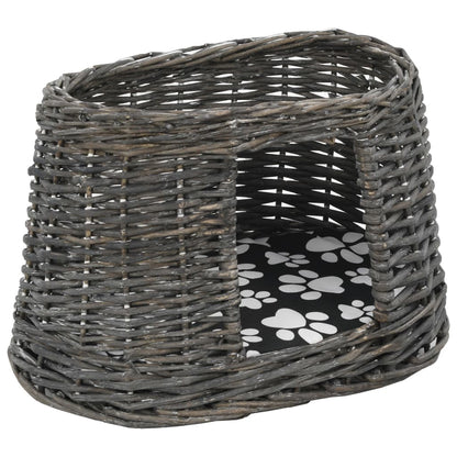 Kattmöbel Kattkorg 3 delar med dynor Grå 47x34x60 cm naturlig pil