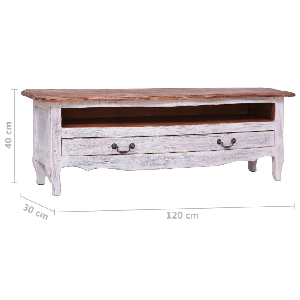 TV-Möbel Vit TV-Bänk 120x30x40 cm massivt mahognyträ