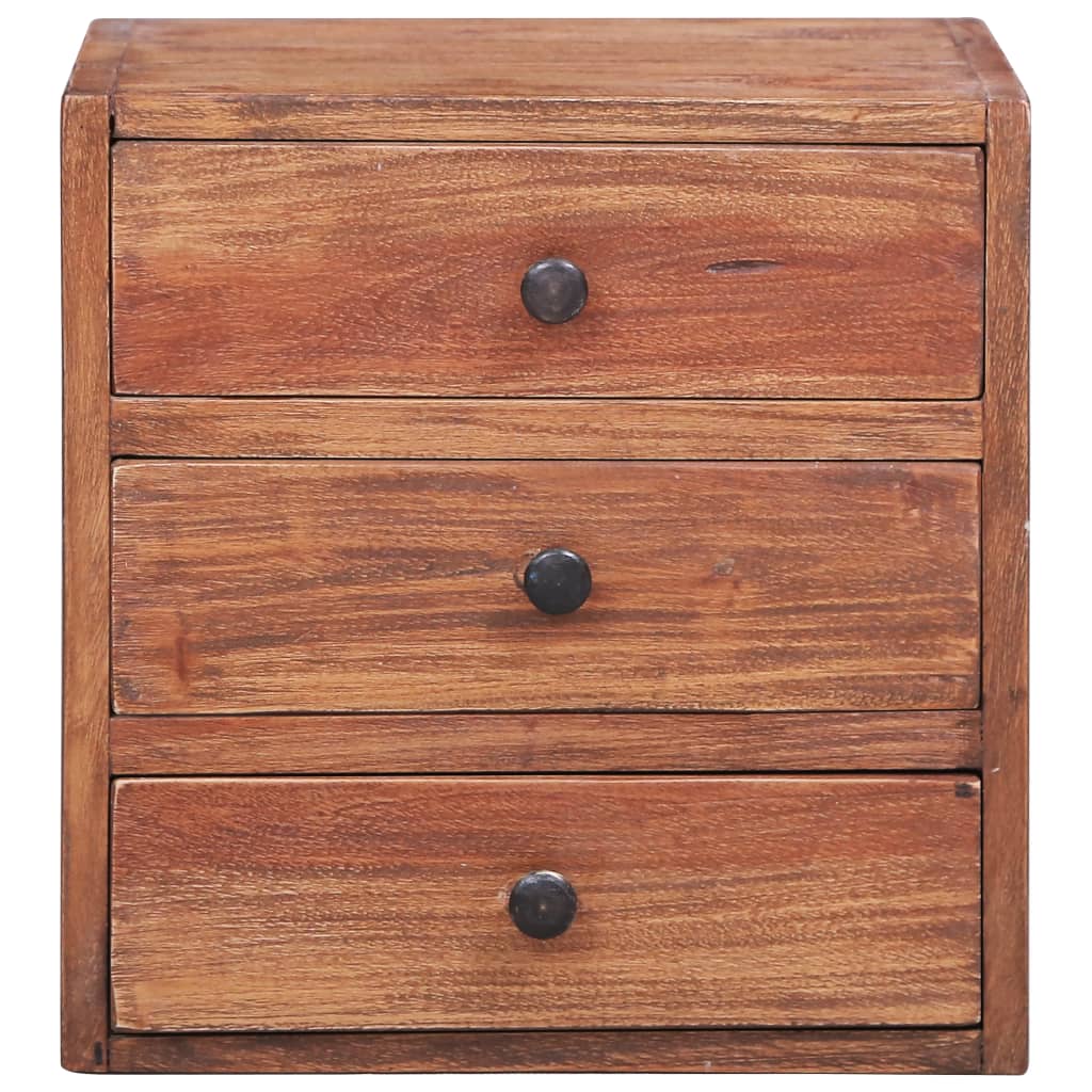 Sängbord Nattduksbord Trä med 3 lådor 35x25x35 cm massivt mahognyträ