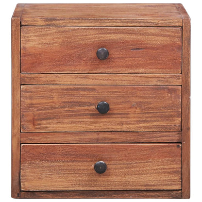 Sängbord Nattduksbord Trä med 3 lådor 35x25x35 cm massivt mahognyträ