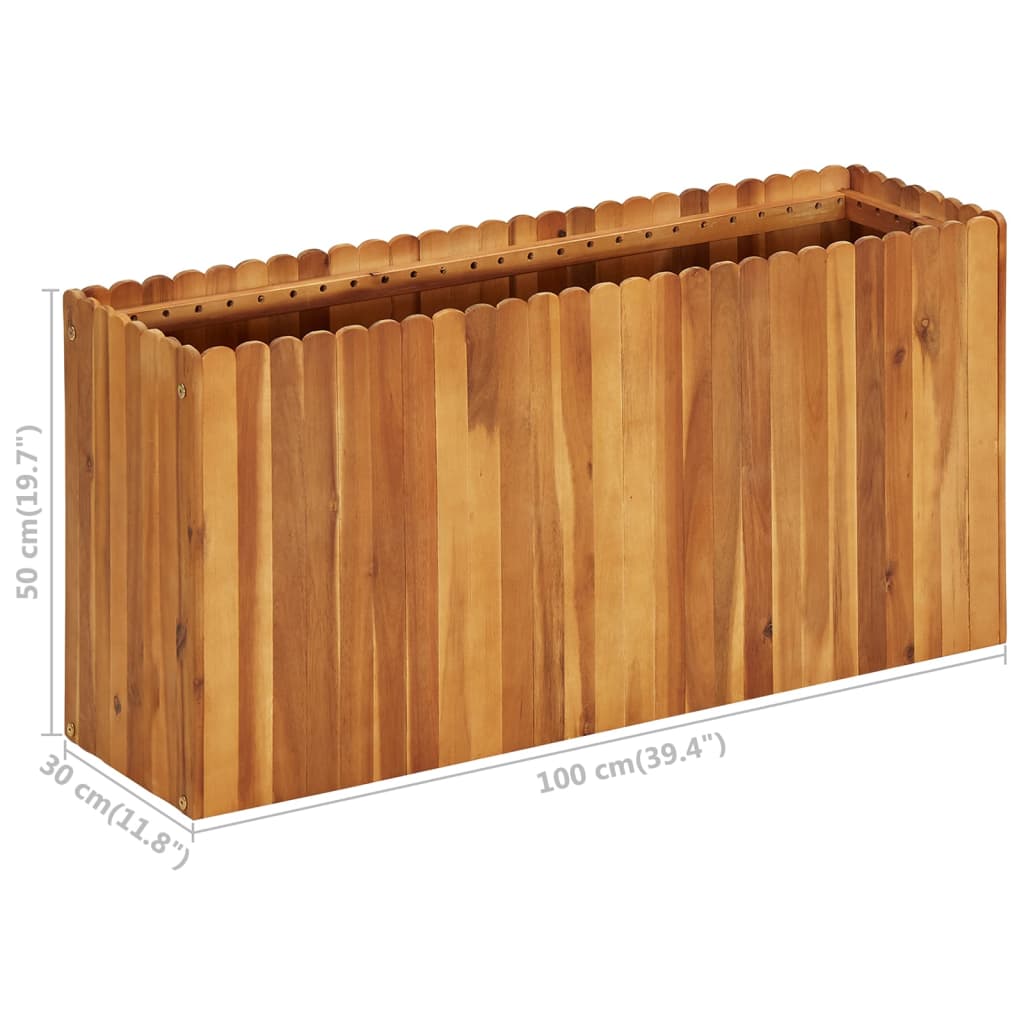 Utomhus Blomkruka Trä upphöjd 100x30x50 cm massivt akaciaträ