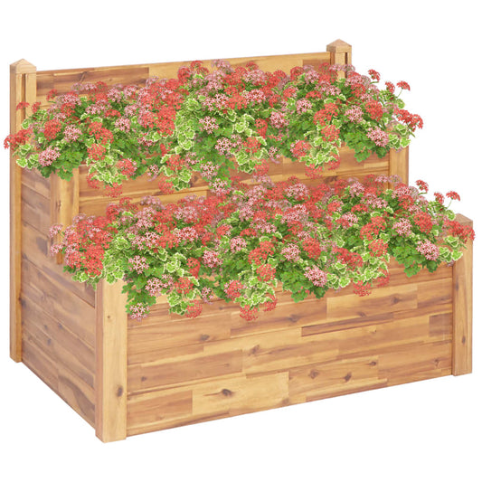 Utomhus Blomkruka Trä 2 våningar 110x75x84 cm massivt akaciaträ