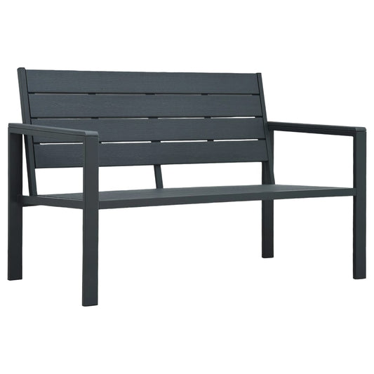 Trädgårdsbänk Metall 120 cm HDPE Grå träutseende