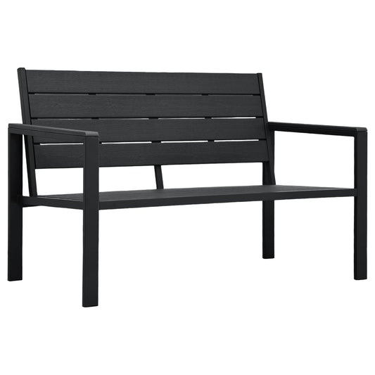 Trädgårdsbänk Metall 120 cm HDPE Svart träutseende