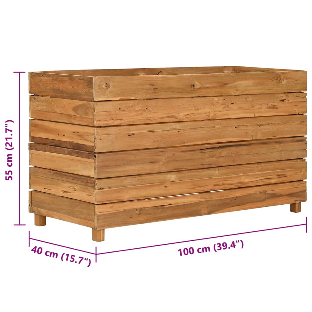 Utomhus Blomkruka Trä 100x40x55 cm återvunnet teakträ och stål