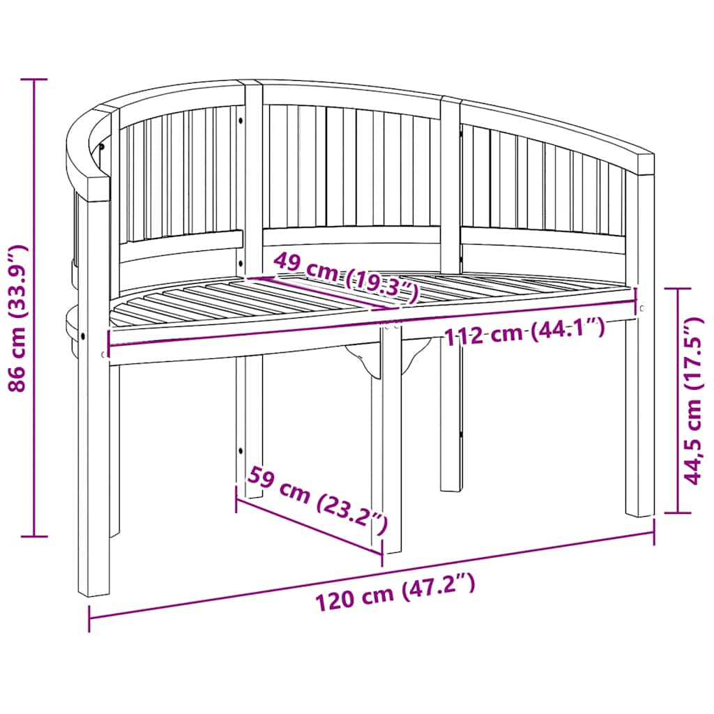 Trädgårdsbänk Trä Bananbänk 120 cm massiv teak