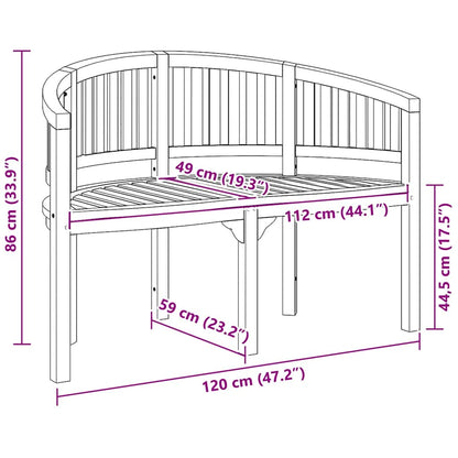 Trädgårdsbänk Trä Bananbänk 120 cm massiv teak