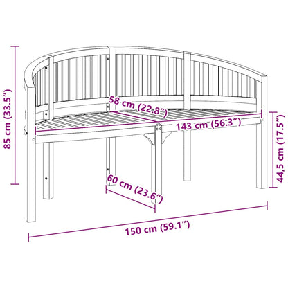 Trädgårdsbänk Trä Bananbänk 151 cm massiv teak