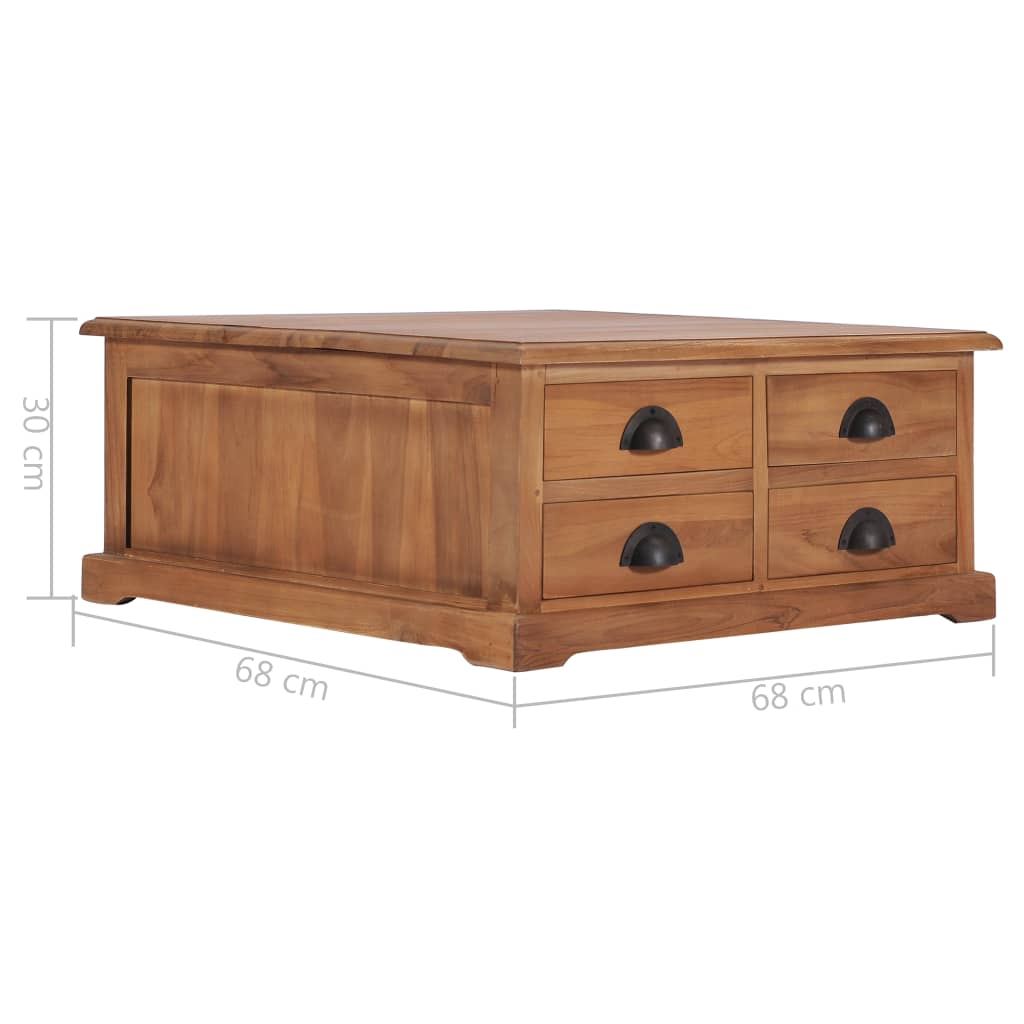 Soffbord Trä 68x68x30 cm massiv teak