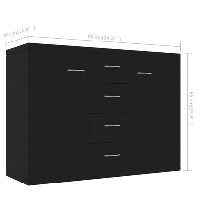 Skänk Svart 88x30x65 cm