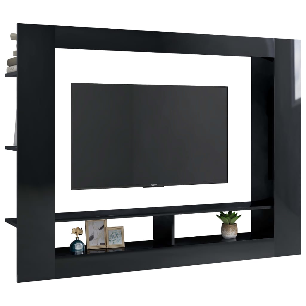 TV-Möbel Högglans Svart TV-Bänk 152x22x113 cm