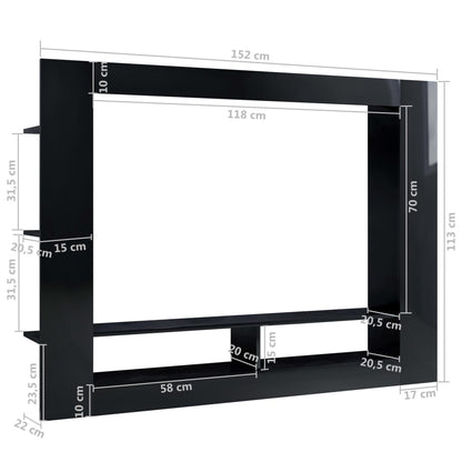 TV-Möbel Högglans Svart TV-Bänk 152x22x113 cm