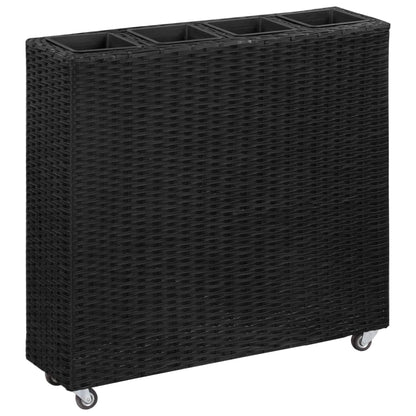 Utomhus Blomkruka Konstrotting med 4 krukor upphöjd 80x22x79 cm svart
