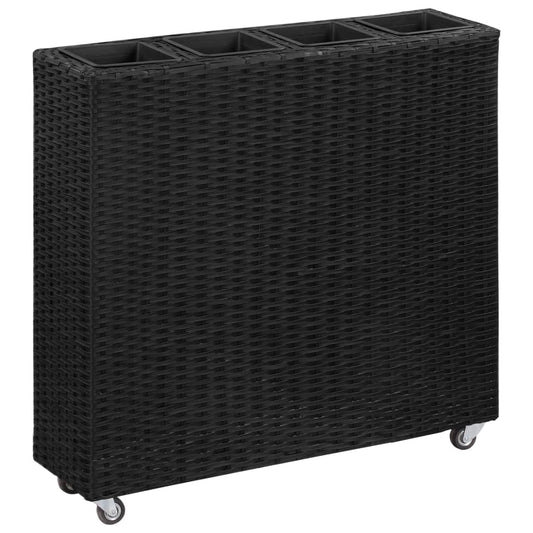 Utomhus Blomkruka Konstrotting med 4 krukor upphöjd 80x22x79 cm svart
