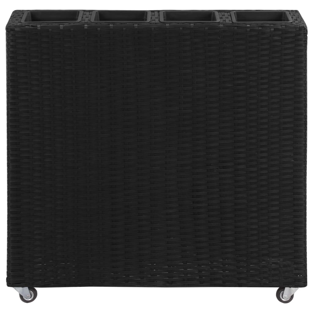Utomhus Blomkruka Konstrotting med 4 krukor upphöjd 80x22x79 cm svart