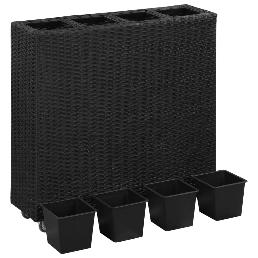 Utomhus Blomkruka Konstrotting med 4 krukor upphöjd 80x22x79 cm svart