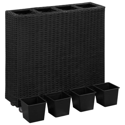 Utomhus Blomkruka Konstrotting med 4 krukor upphöjd 80x22x79 cm svart
