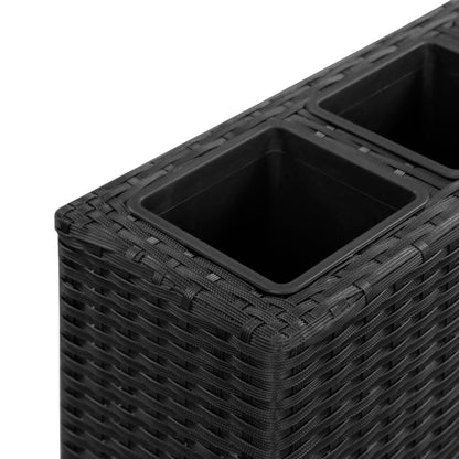 Utomhus Blomkruka Konstrotting med 4 krukor upphöjd 80x22x79 cm svart