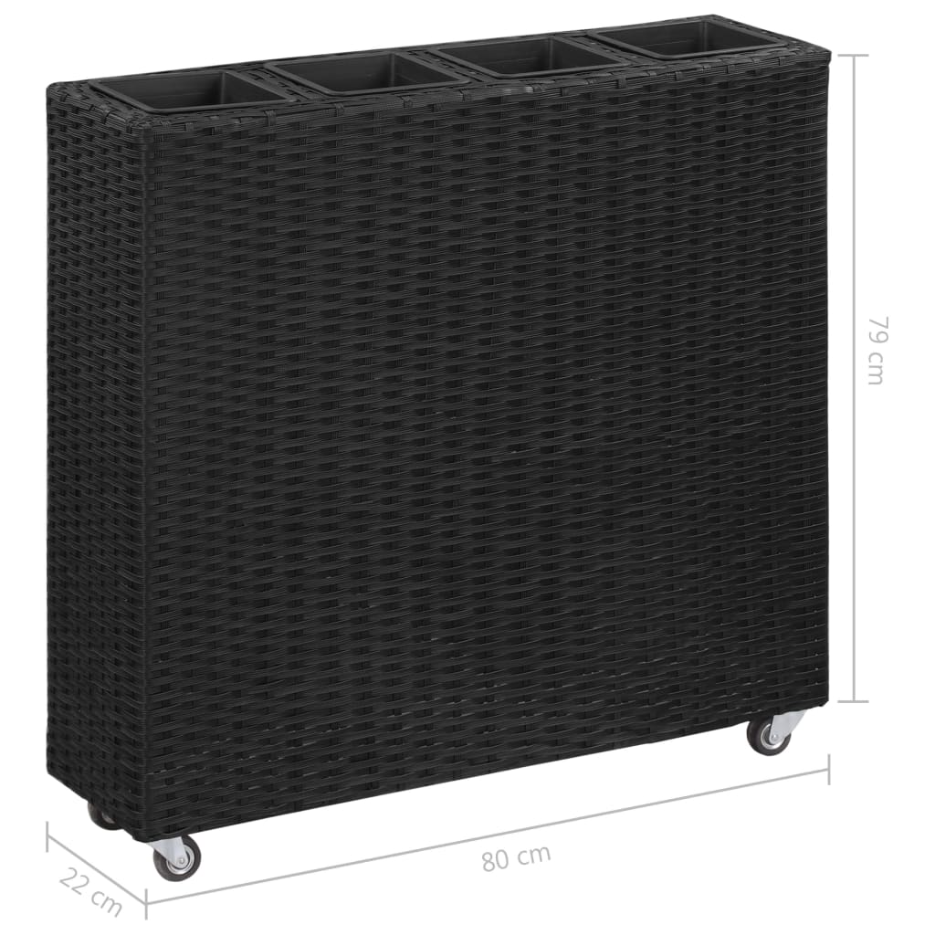Utomhus Blomkruka Konstrotting med 4 krukor upphöjd 80x22x79 cm svart