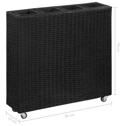 Utomhus Blomkruka Konstrotting med 4 krukor upphöjd 80x22x79 cm svart