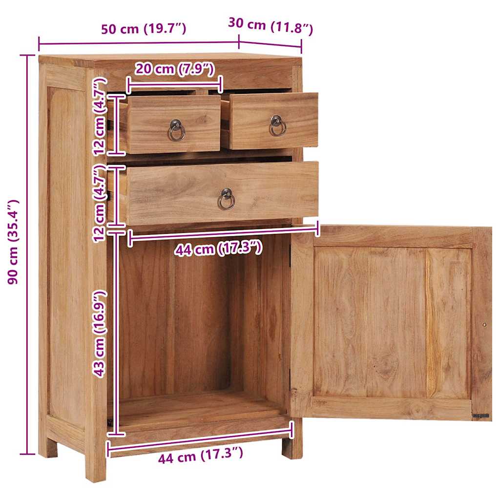 Skänk Trä 50x30x90 cm massiv teak
