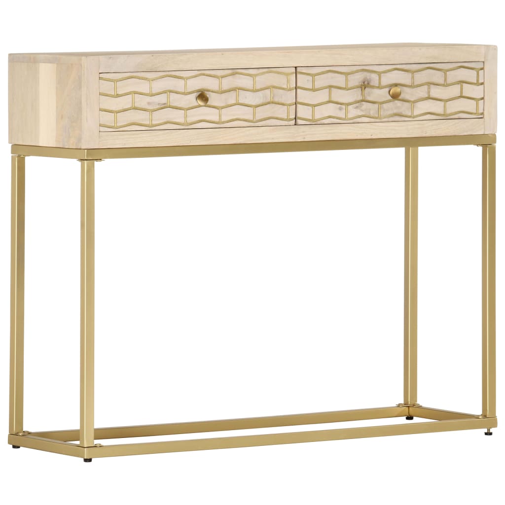 Avlastningsbord Konsollbord Trä guld 90x30x75 cm massivt mangoträ