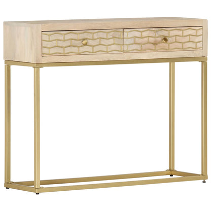 Avlastningsbord Konsollbord Trä guld 90x30x75 cm massivt mangoträ