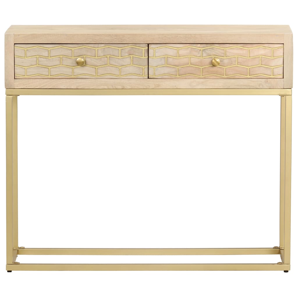 Avlastningsbord Konsollbord Trä guld 90x30x75 cm massivt mangoträ