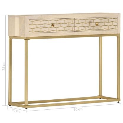 Avlastningsbord Konsollbord Trä guld 90x30x75 cm massivt mangoträ
