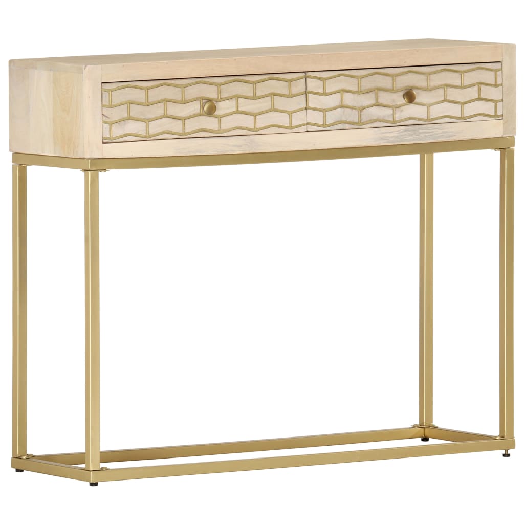 Avlastningsbord Konsollbord Trä guld 90x30x75 cm massivt mangoträ