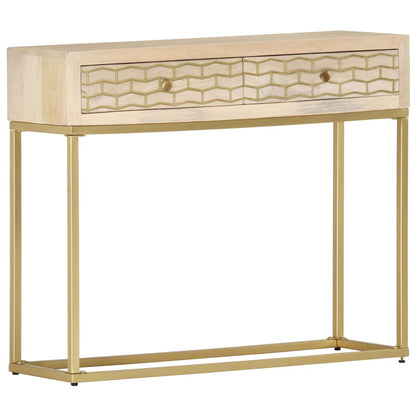 Avlastningsbord Konsollbord Trä guld 90x30x75 cm massivt mangoträ