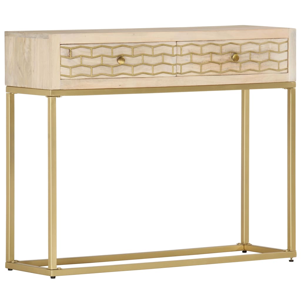 Avlastningsbord Konsollbord Trä guld 90x30x75 cm massivt mangoträ