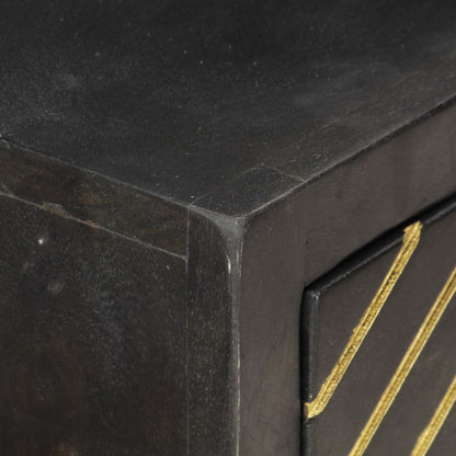 Avlastningsbord Konsollbord Trä Svart och guld 90x30x75 cm massivt mangoträ