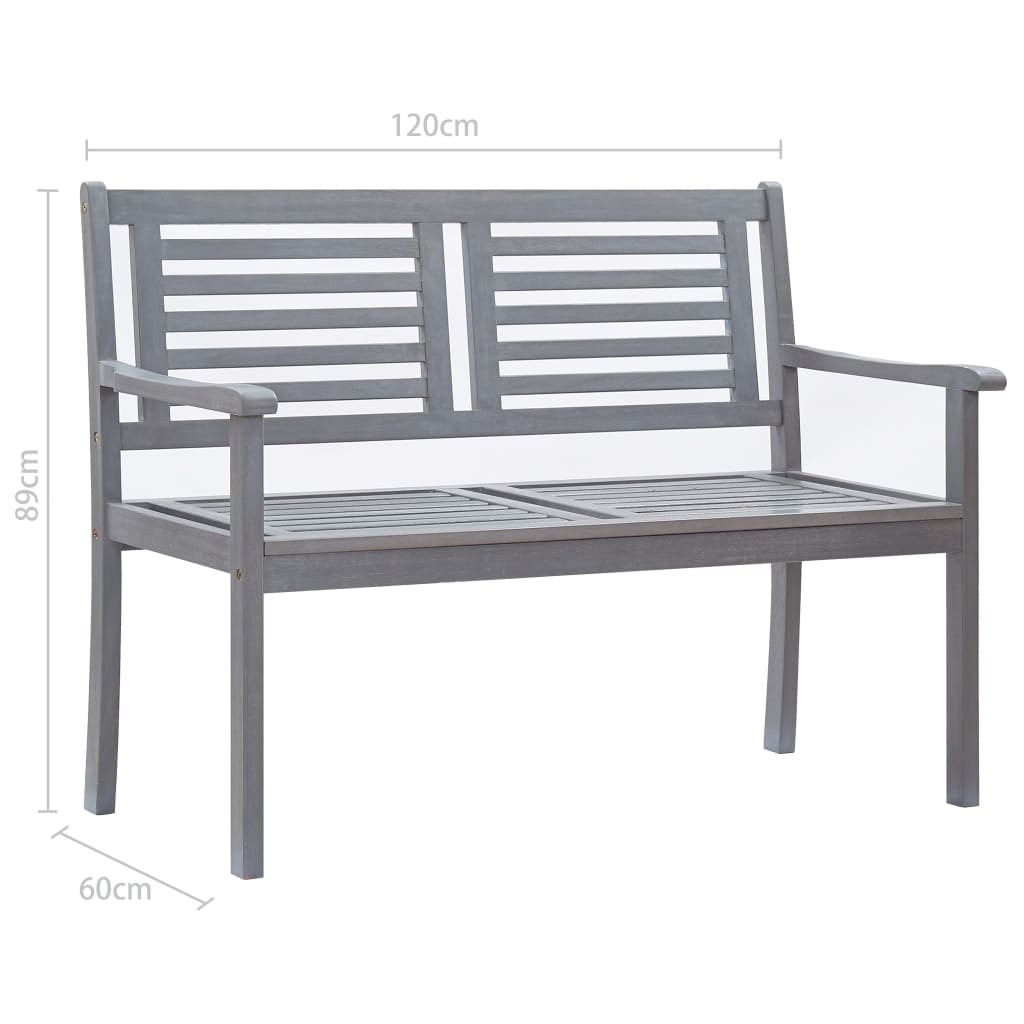 Trädgårdsbänk Trä 2-sits 120 cm Grå massivt eukalyptusträ