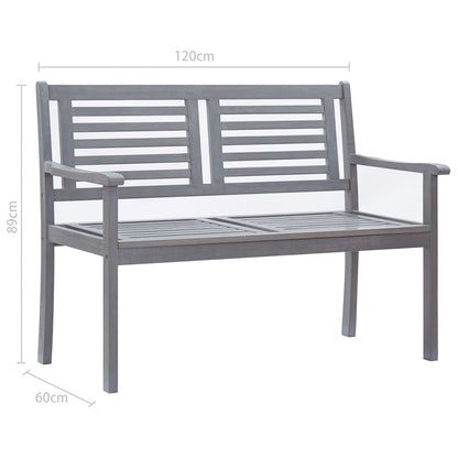 Trädgårdsbänk Trä 2-sits 120 cm Grå massivt eukalyptusträ