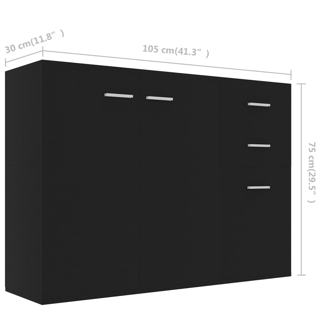 Skänk Svart 105x30x75 cm