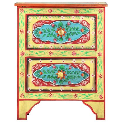 Sängbord Nattduksbord Trä Handmålat sängbord 40x30x50 cm massivt mangoträ