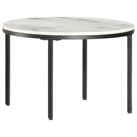 Soffbord vit och svart Ø65 cm massiv äkta marmor