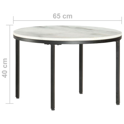 Soffbord vit och svart Ø65 cm massiv äkta marmor