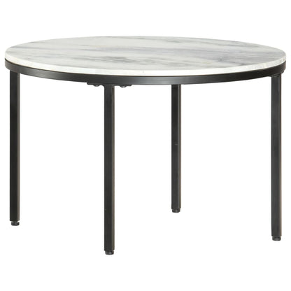Soffbord vit och svart Ø65 cm massiv äkta marmor