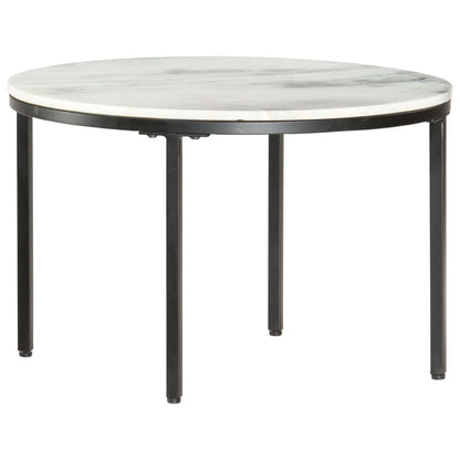 Soffbord vit och svart Ø65 cm massiv äkta marmor