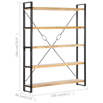 Bokhylla Trä med 5 hyllor 140x30x180 cm massivt mangoträ
