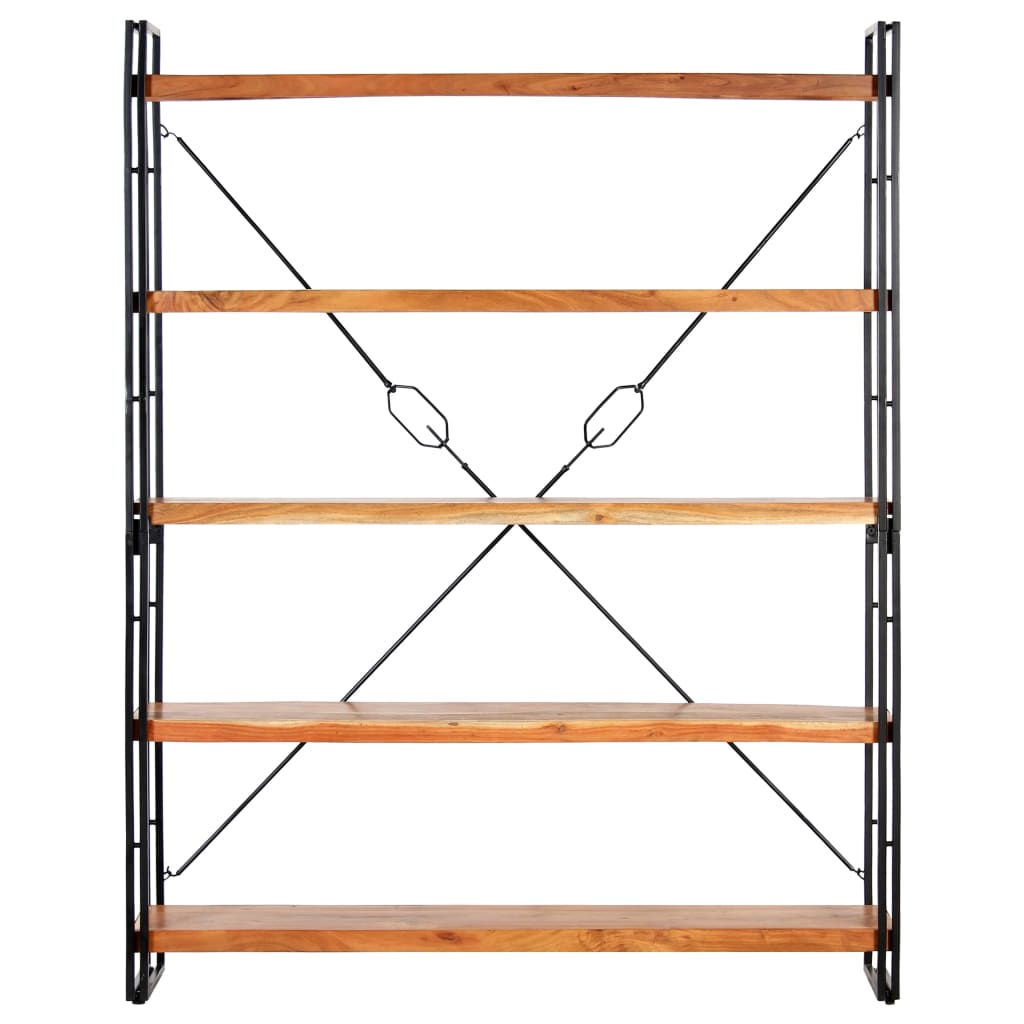 Bokhylla Trä med 5 hyllor 140x30x180 cm massivt akaciaträ